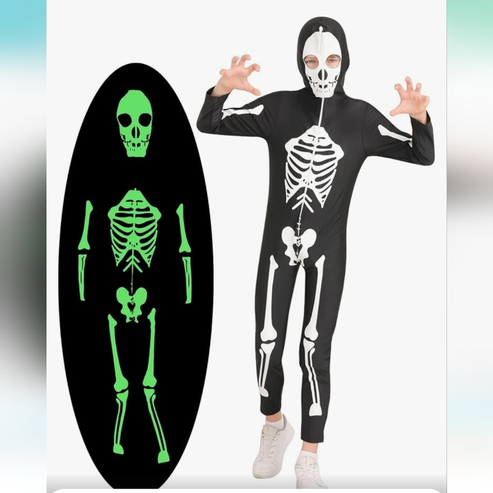 Kids Black Skeleton Costume - Glow in the Dark